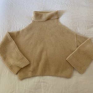 Waffle knit turtle neck